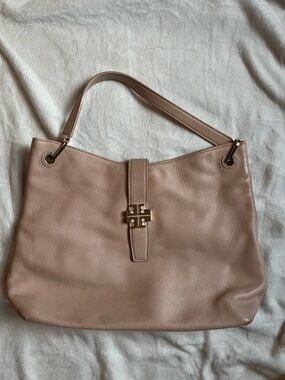 Tory Burch Plaque Leather Hobo Bag Gold Hardware